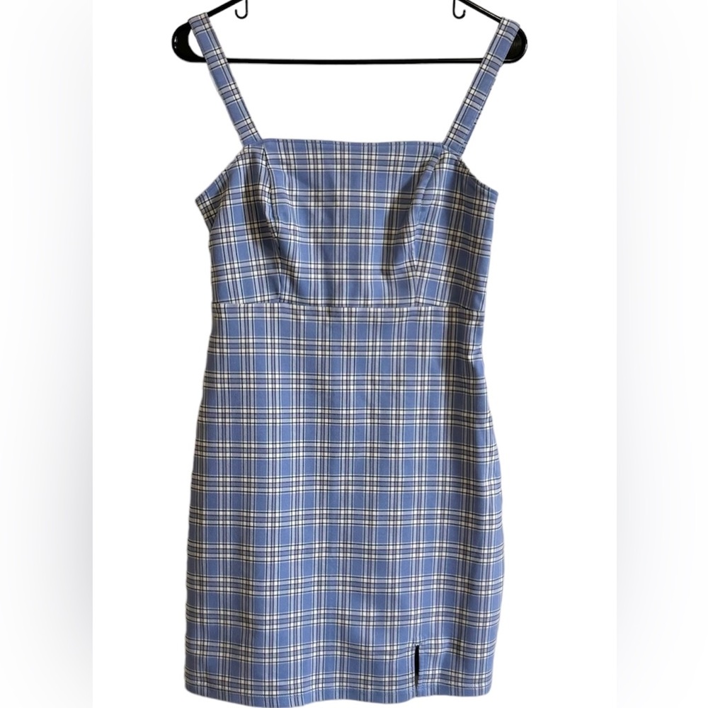 Hollister baby blue plaid retro mini dress